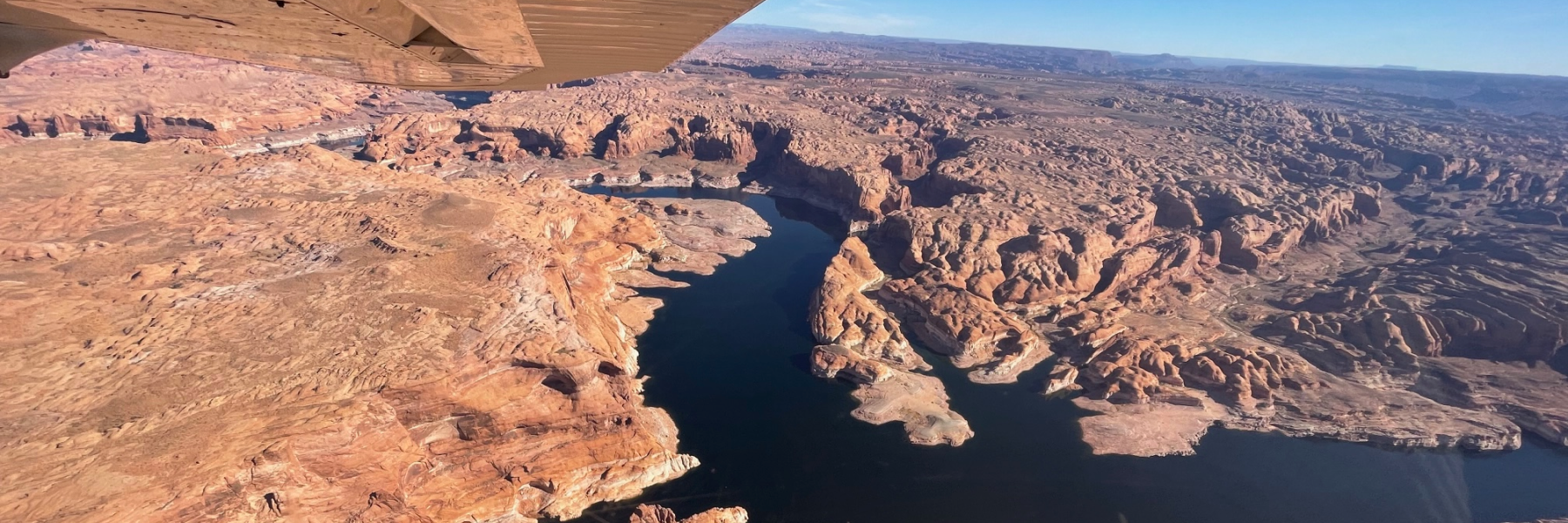 View of Arizona desert from small aircraft