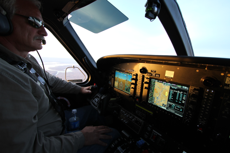 Cockpit view of small aircraft